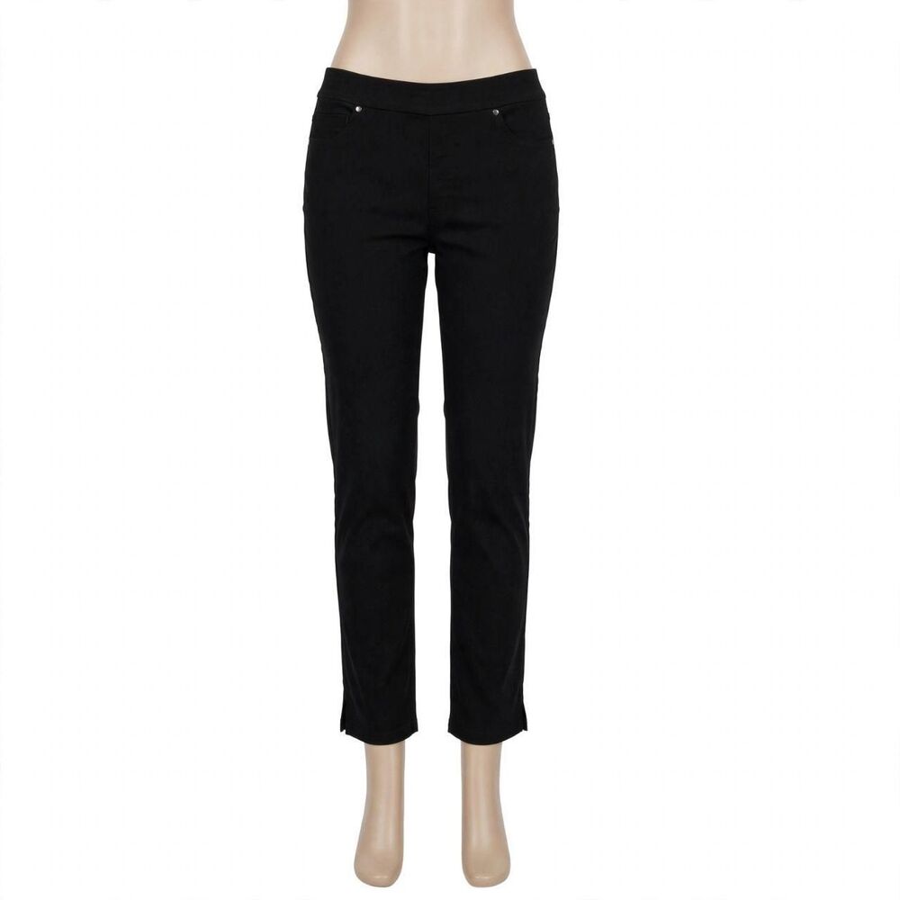 Mario Serrani Italy Pull On Workwear Black Pants Elastic Waist Straight Leg M